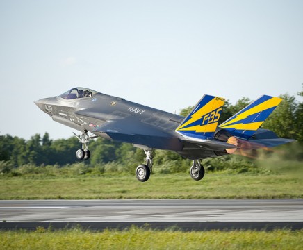 F-35C Joint Strike Fighter takes off from Patuxent River Naval Air Station. Photo courtesy of the US Navy.