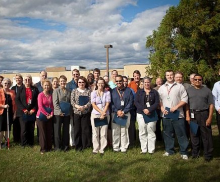 Award winners and attendees of the Section 508 program awards ceremony held Oct. 20 at Patuxent River, Md., to recognize NAVAIR employees' hard work making technology accessible to employees with disabilities. Back row - Sherrian Finneran, Amy West, Michelle Trossbach, Jude Dashiell, Wesley Johnston, Jack Summers, Bryan Farrar, Andy Eckley. Middle row - Elizabeth Strandberg, Sandra Sableski, Lora Cheah, Edward Cheah, Nancy Danganan, Johnny Clark, Beth Kokoruda, Ken Chrismond, Chris Staley, Layton Moore, Kevin Smith. Front row - Melanie Mosterd, Frannie Bostich, LuLu Schlosser, Andrea Simonelli, Kent Knott, Lisa Dominiecki, Jimmy McDermott, Julian Bryan. (U.S. Navy photo)