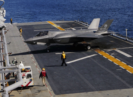 F-35B Joint Strike Fighter on USS Wasp deck