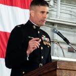 Col. Roger Cordell addresses the audience at the VX-23 change of command ceremony.