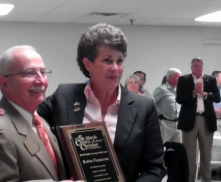 Chamber Chair Kenneth Shelly Presents Service Award to Robin Finnacom