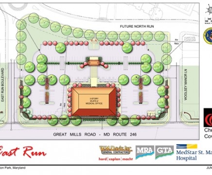 Preliminary drawing of medical campus at Great Mills & Chancellor's Run roads