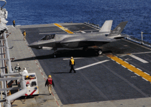 F-35B Joint Strike Fighter on USS Wasp deck