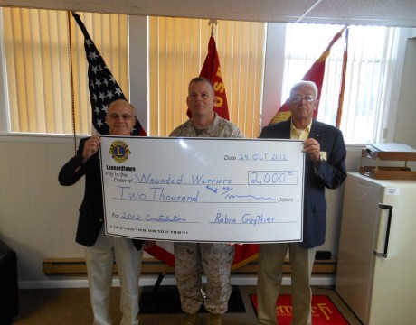 Lions Club Wounded Warriors check