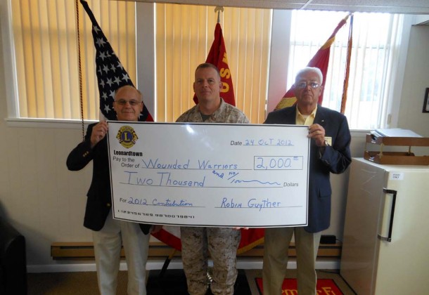 Lions Club Wounded Warriors check