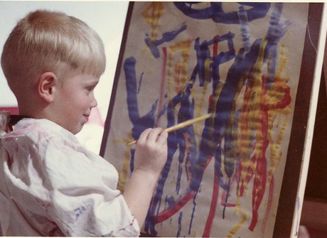 child painting easel