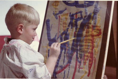 child painting easel