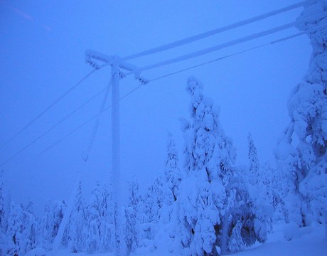 snow on power lines