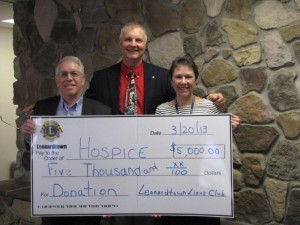 Lions' Hospice check
