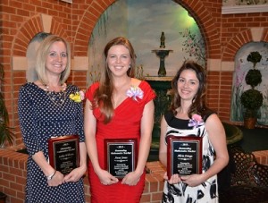 SMECO’s Outstanding Mathematics Teachers of the Year for St. Mary’s County. From left are Lesley Williams of Chopticon High School, Anna Jones of Chesapeake Public Charter School, and Alicia Ortega of Lettie Marshall Dent Elementary School.
