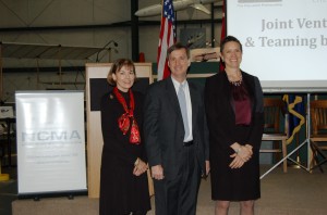 The Patuxent Partnership's Bonnie Green, SBA's John Klein, and Emily Harman of the Chesapeake Bay chapter, National Contract Management Association.